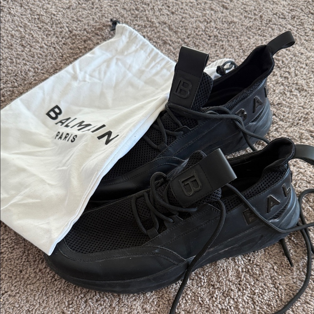 Balmain Black Mesh Sneakers